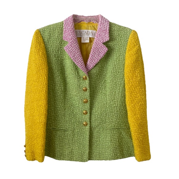 ESCADA multicolored WOOL Boucle blazer jacket - sz 38 - lined - designer - - Picture 10 of 12